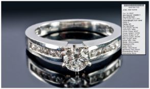 Fine Quality 18ct White Gold Set Single Stone Modern Brilliant Cut Diamond Ring set with diamond