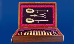 Walker & Hall Fine Boxed Set Of 12 Knives & Forks with matching berry spoons. Includes nutcracker &