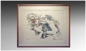 Bill Illich, Canadian artist and musician, pencil signed. Artists proof drawing. Title ``Harmony``.
