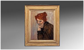 Gerald Marks (Born 1921) Red Haired Young Woman, oil on board. 17.25 inches x 13.5 inches. Signed.