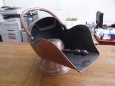 Copper Coal Scuttle and scoop.