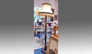 20th Century Black Lacquered Standard Lamp, decorated with Chiniosorie to column, raised on a