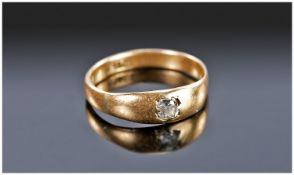 18ct Gold Set Single Stone Diamond Ring. A cushion cut diamond of 20pts. 3.5 grams in total. Fully