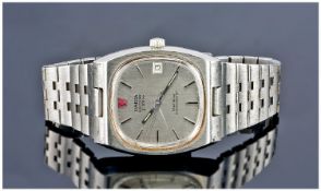 Gents Omega Electronic Chronometer Wristwatch, Cushion Cased Silvered Dial With Baton Numerals And
