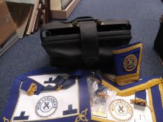 Masonic Interest, Comprising Cuffs, Apron, Base Metal Jewels, Paperwork etc.