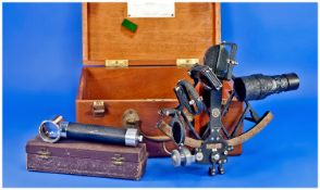 Vintage Cooke and Hull Marine Sextant no 2560. 6.5 radius to and reading 10 with mahogany box and