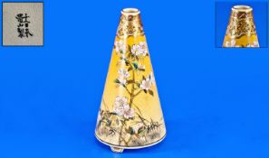 Japanese, Meiji Period Small Conical Vase On Three Small Feet the decoration by one of the Satsuma