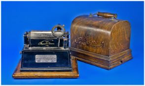 Thomas Edison Bell Cylinder Phonograph with Cylinder Records. Model type one `Gem`. Serial No.