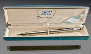 Cross Vintage Silver Cased Propelling Pencil. Marked Sterling Silver, With Original Box.