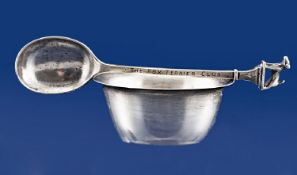 Small Silver Bowl, stamped `800`, weighing 30.3 grams, together with a small silver spoon,