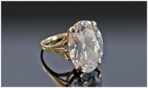 Ladies Fashion Ring, a cut crystal single stone set in a 9ct gold shank. Fully hallmarked.