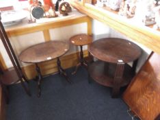 Three Various Small Tables, comprising coffee table, tripod wine table, a circular two tier coffee