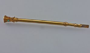 Mid 19thC High Carat Gold Dip Pen Square Tapering Finial With Applied Acanthus Decoration Each Set