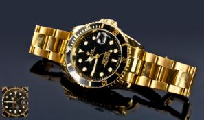 A Modern Replica Rolex Oyster Perpetual Date Sumariner Gents Wristwatch on a heavy gold plated