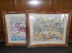 Pair of Molly Brett `Nursery/Children`s Prints`. Overall size 30 by 26 inches.
