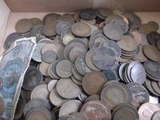 Box Of Old Pennies Together With a Few Other Odd Coins.