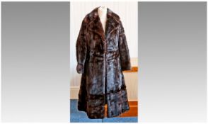 Sable Brown Mink Full Length Coat, self-lined wide collar with revers, vertical skins to body with