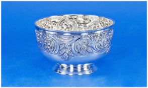 Silver footed george Vth bowl by Daniel and John Welby, London 1926. With floral and peony