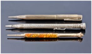 Eversharp & Yard O Led Sterling Silver Pencils, Together With A Gold Plated Propelling Pencil.