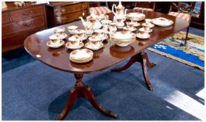 Regency Style Mahogany Pedestal Dining Table, of double pedestal form, the extending top of `D` -