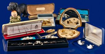 Misc Lot Of Oddments And Collectables, Comprising Cased Spectacles, Cufflinks, Costume Jewellery,