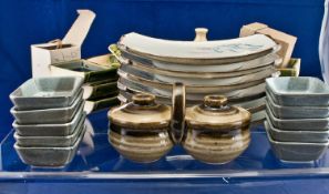 Twenty Five Pieces of Japanese Domestic Pottery, small bowls and plates and 1 small boxed iron