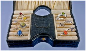 Small Jewellery Box Containing 12 Mixed Silver Rings.