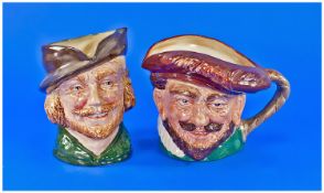 Royal Doulton Character Jugs, 2 in total. 1) ``Robin Hood``, D6205. Hat with no feather, handle-two