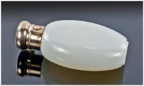 Backler Scent Bottle Pale White Opaque Glass And Gold Mounted Perfume/Scent Bottle. Of Ovoid Form,