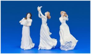 Three Royal Doulton Figures, 1. Thank You HN-3390 7 inches in height. 2.Christmas Parcels HN3493 6