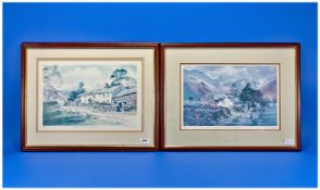 Pair of Judy Boyes Signed Limited Edition Coloured Prints, 1. Wall end farm, Langdale. 190/750. 2.
