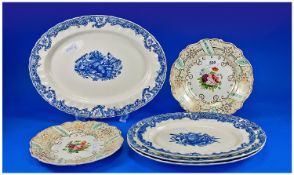 Pair of Hand Painted Rockingham/Coalport Style Dessert Plates, each with a polychrome spray of