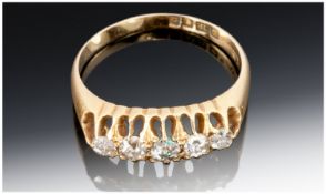 Victorian 18ct Gold Ladies 5 Stone Diamond Ring, cushion cut diamonds, est. 60pts. Hallmarked