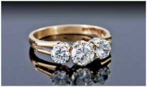 9ct Gold Diamond Ring, Set With Three Round Brilliant Cut Diamonds, Claw Set. Fully Hallmarked,