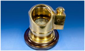 Ships Brass Binnacle Compass and Oil Lamp with Gimballed Compass. The lift off hood with hinged