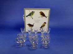 Set of 6 Victorian Custard Glasses with handles and 5 small liqueur glasses.
