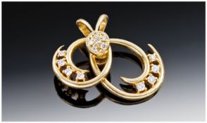 18ct Gold  Designer ``Waltham`` Pendant, Set With Round Modern Brilliant Cut Diamonds. Fully