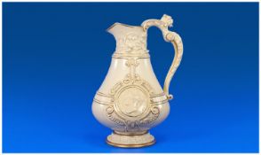 Royal Worcester. Ivory and Gold Victoria 1887 Commemorative Embossed Decorated Ewer/Jug. Date