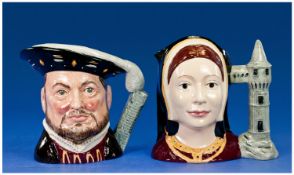 Royal Doulton Character Jugs. A). Henry VIII - Handle Tower. D6642, issued 1975-2000, 6.5 inches