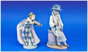 Lladro Figures (2 in total) 1. Circus Serenade, fingers missing to left hand. Model number 5694,