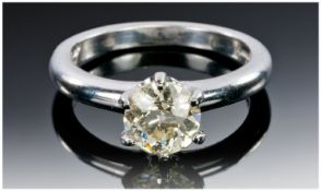 18ct White Gold Diamond Solitaire Ring Claw Set Old Round Brilliant Cut Diamond, Estimated Diamond