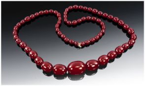 Dark Cherry Amber Graduated Necklace, 31 inches long, 50.8 grams
