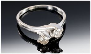 18ct Gold Diamond Ring, Set With Two Round Brilliant Cut Diamonds, Claw Set On A Twist. Fully