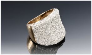 9ct Gold Pave Set Diamond Cluster Ring, Round Cut Diamonds, Estimated Weight 1.50ct, Fully