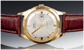 Oris Watch Co. 10ct Gold Plated 10 Microns Manual Wind Gents Wrist Watch. With leather strap. Good