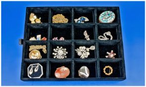 Collection Of Costume Jewellery, Comprising Brooches, Chains, Pill Boxes etc.