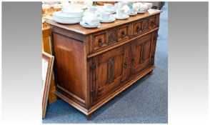 Early 20th Century Jacobean Style Oak Sideboard, hand crafted, fitted with two drawers to top,