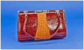 Vintage Ladies Crocodile Handbag/ Purse. 5.5 x 8.25 inches. Good Quality.