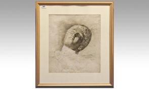 A Charcoal Drawing Of Classical Youth Head, after the antique. Dated 1801 and inscribed no.9.