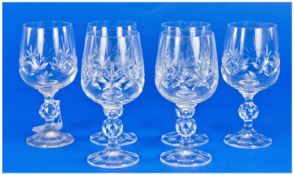 Set of Six Modern Cut Glass Brandy Glasses.